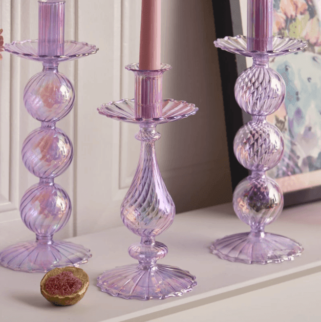 Northern European Style Glass Candle holder - Rainbow Lilac - huemabe - Creative Home Decor