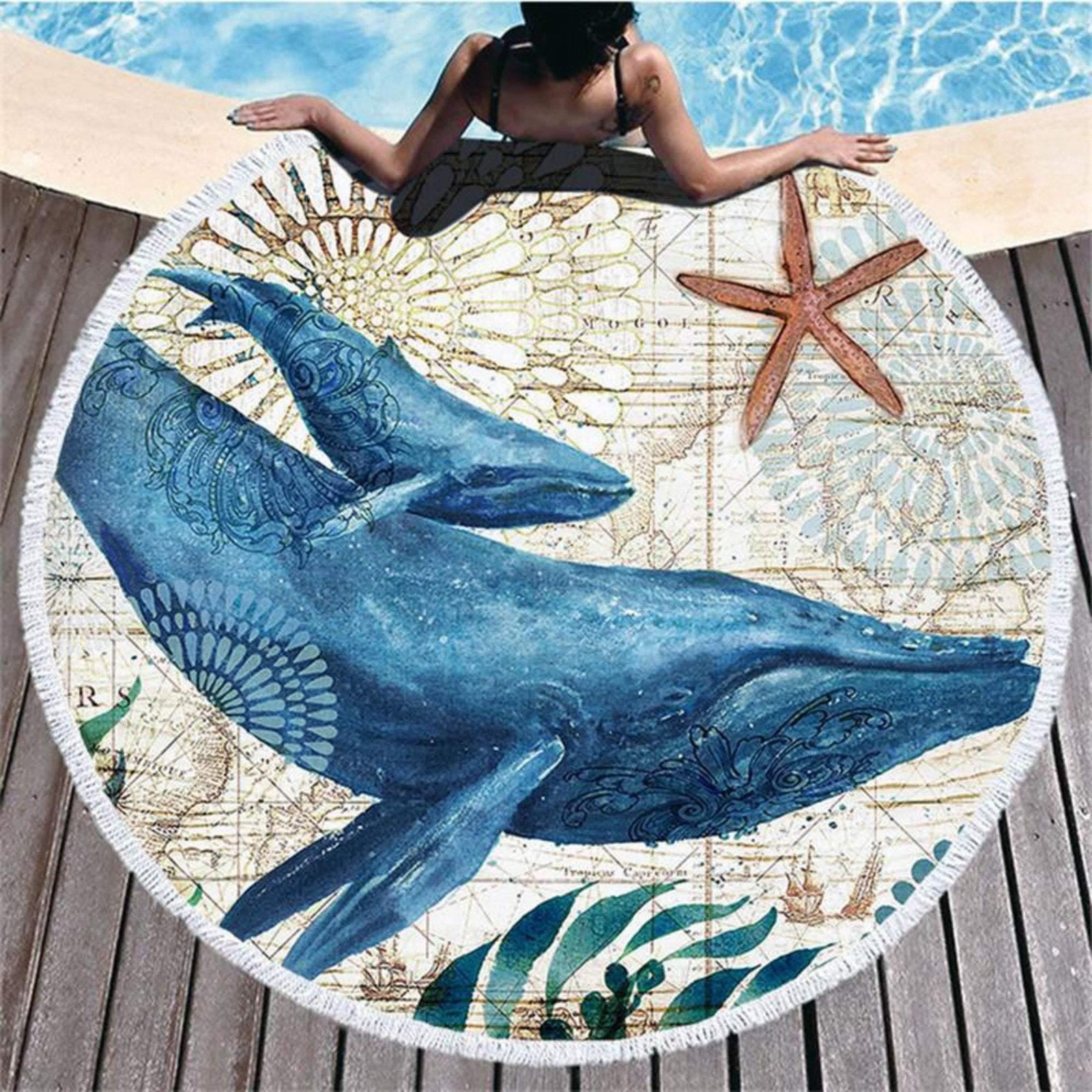 Ocean Animal Round Bath & Beach Towel - huemabe - Creative Home Decor