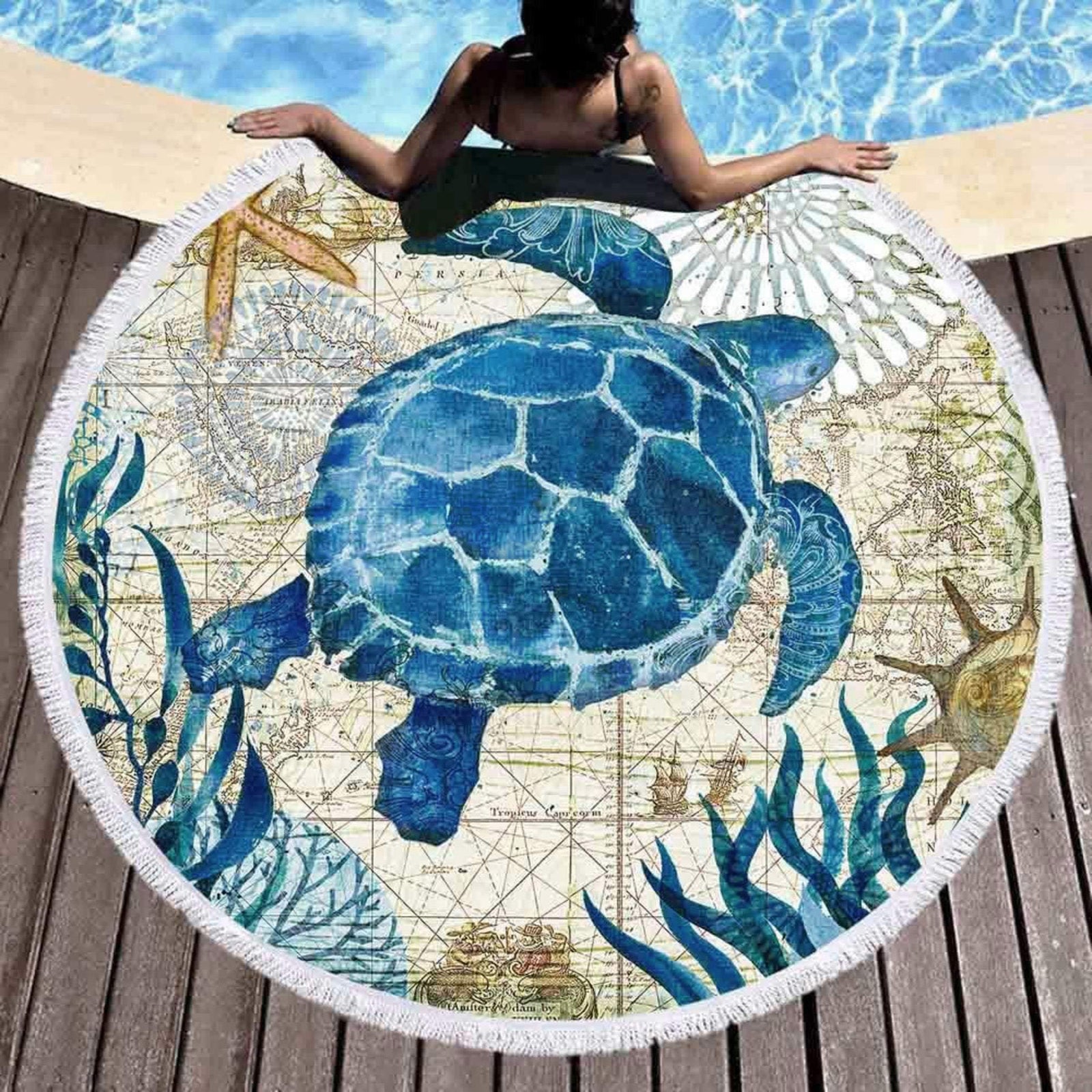 Ocean Animal Round Bath & Beach Towel - huemabe - Creative Home Decor
