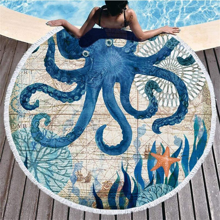 Ocean Animal Round Bath & Beach Towel - huemabe - Creative Home Decor