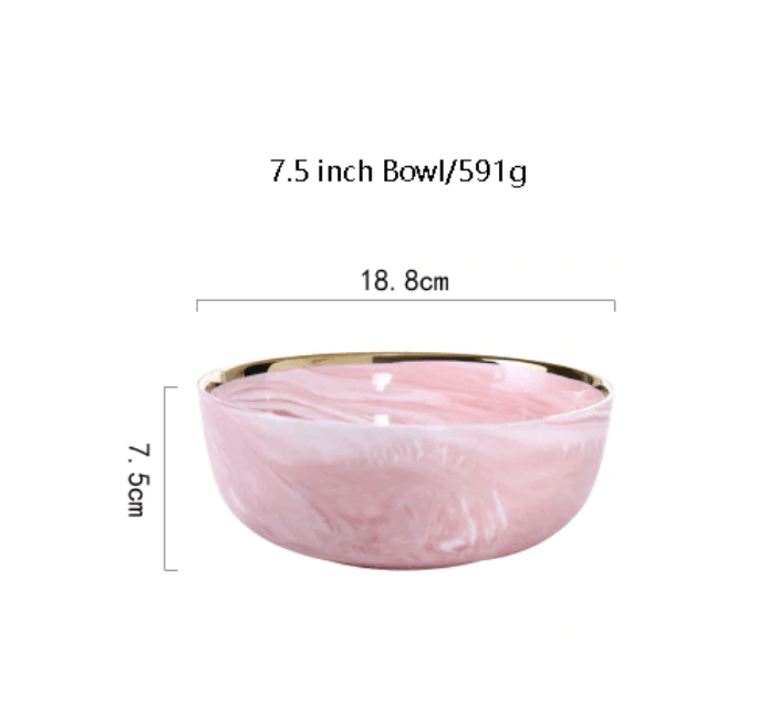 Pink Marble Ceramic Dinnerware Plates - huemabe - Creative Home Decor
