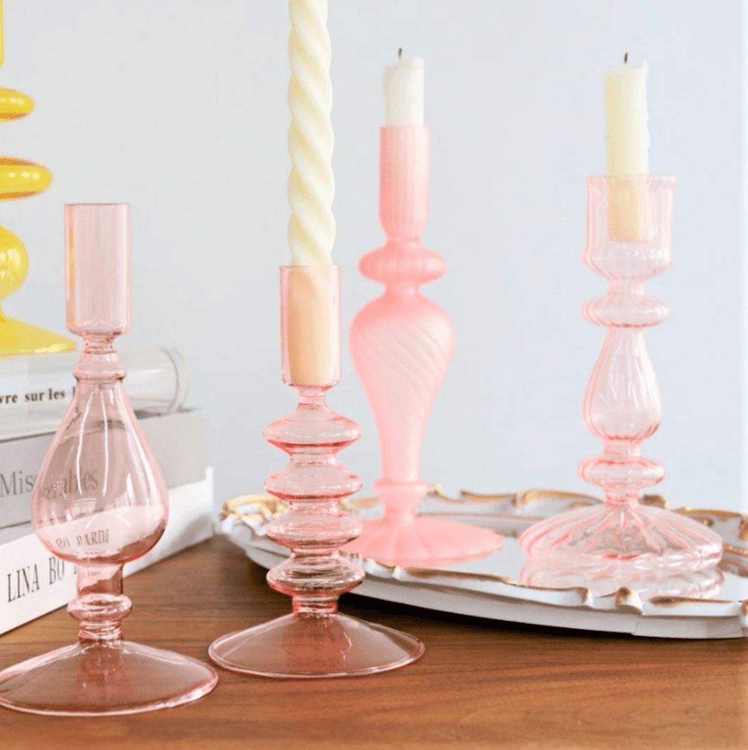 Pink Wedding Table Centerpieces Glass Candlestick Holder - huemabe - Creative Home Decor