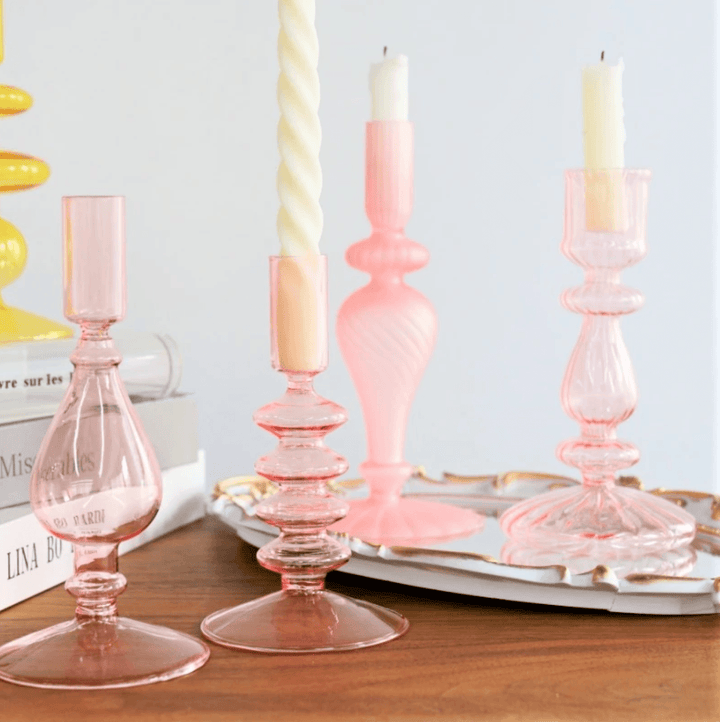 Pink Wedding Table Centerpieces Glass Candlestick Holder - huemabe - Creative Home Decor