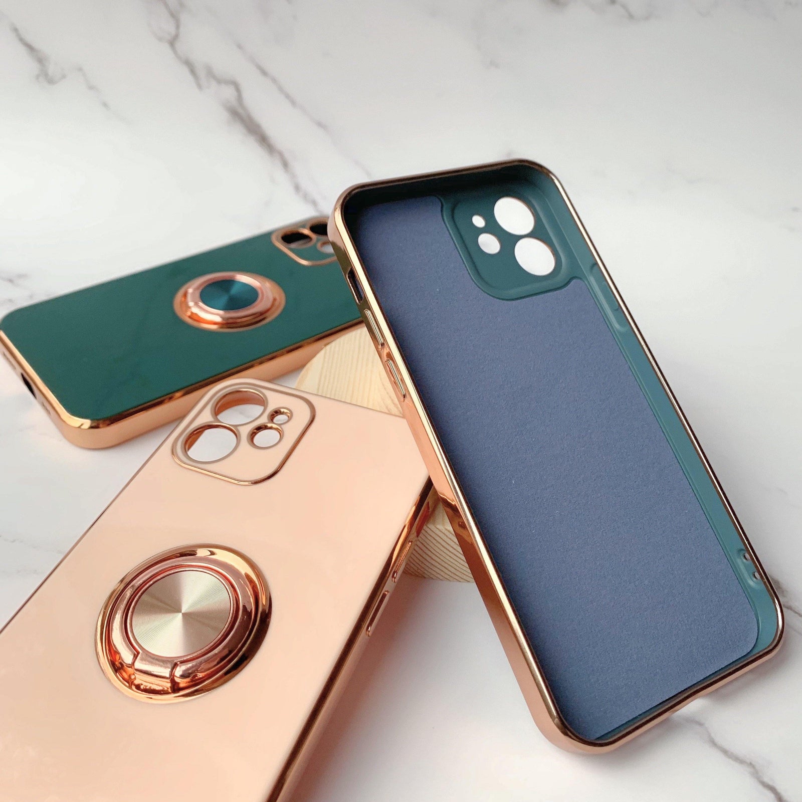 Plating Silicone iPhone Case With Ring Stand - huemabe - Creative Home Decor