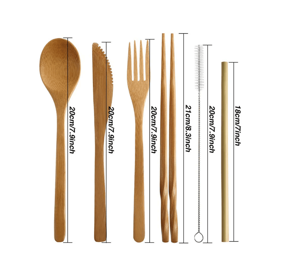 Portable Bamboo Cutlery Sets With Travel Bag - huemabe - Creative Home Decor