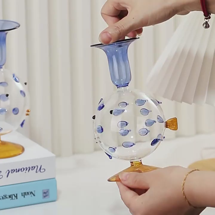 Creative Pufferfish Borosilicate Glass Candle Holder