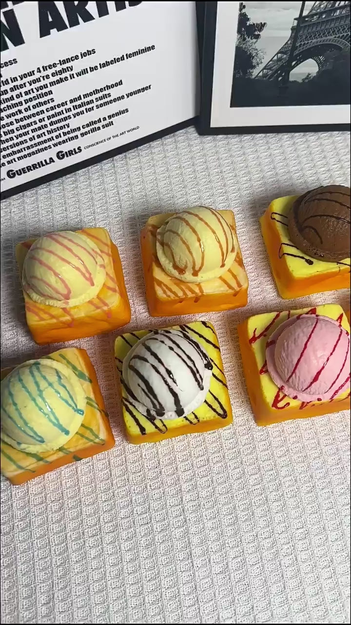 Ice Cream Toast Squishy Toy – Dessert Stress Relief Fidget
