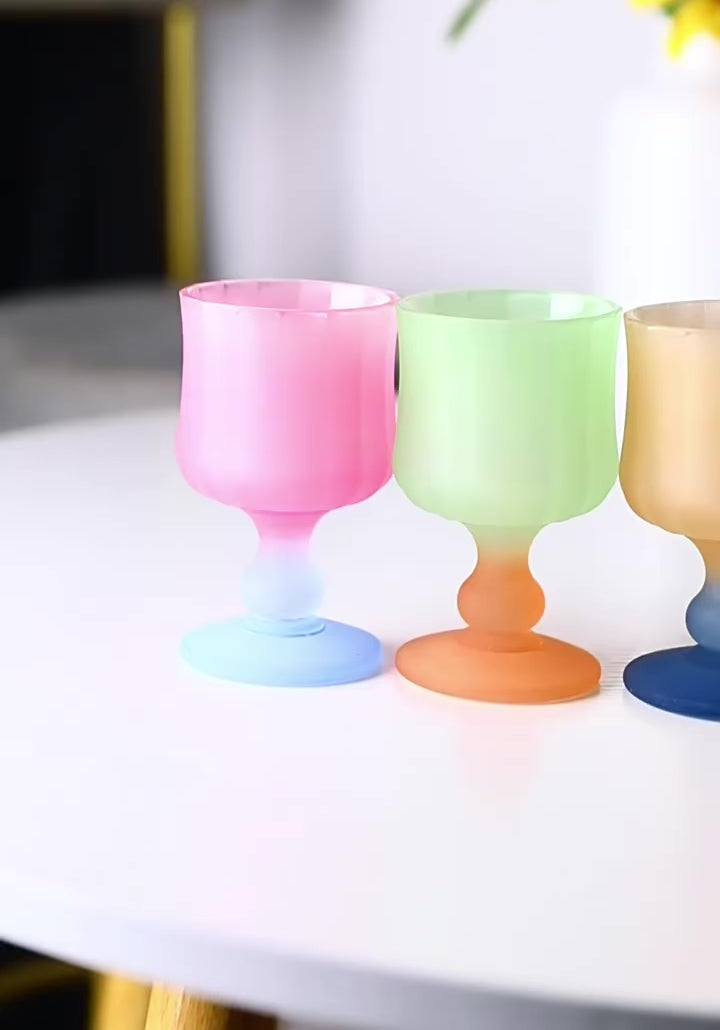 Frosted Gradient Candy Goblet – Pleated Glassware Cup