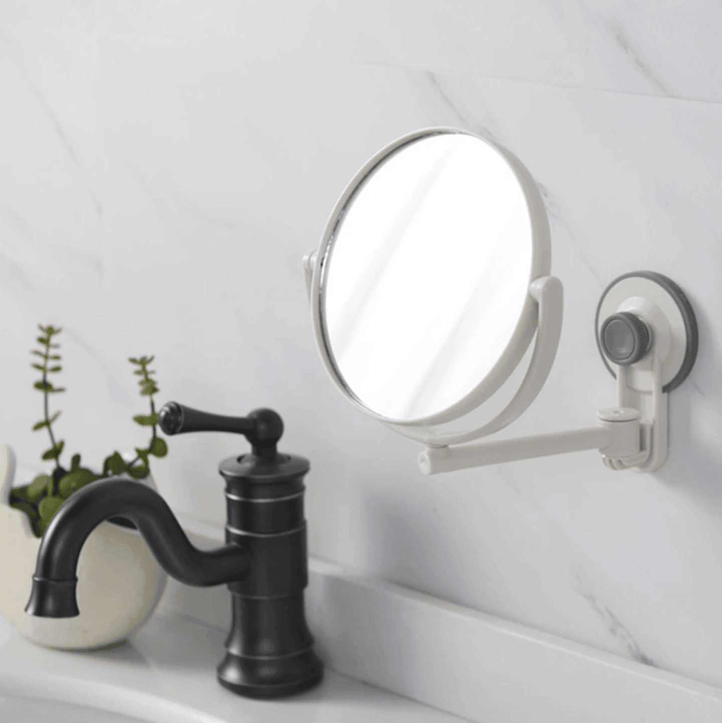 Punch-free Suction Cup Bath Double-sided Mirror - huemabe - Creative Home Decor