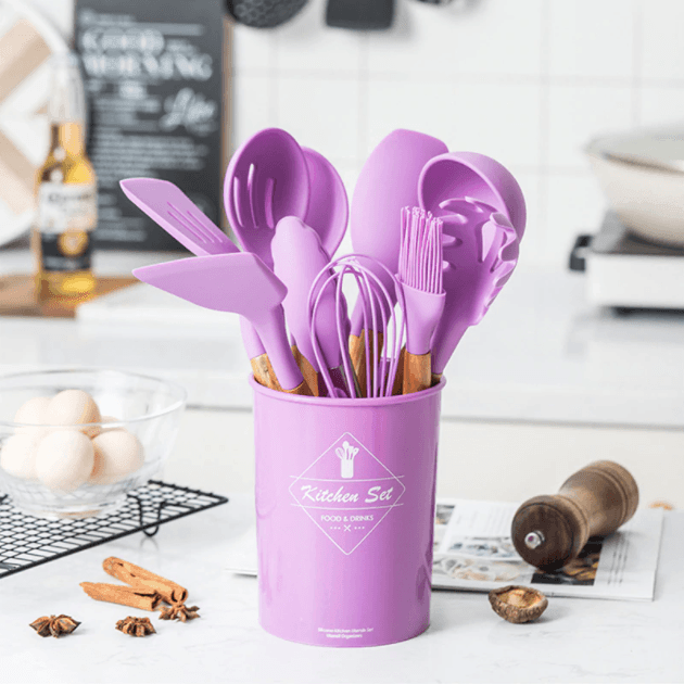 Purple Silicone Cooking Utensils Set - huemabe - Creative Home Decor
