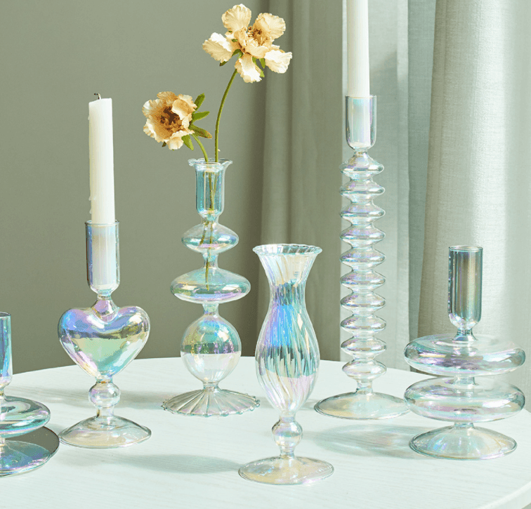 Rainbow Glass Candlesticks / Vase - huemabe - Creative Home Decor