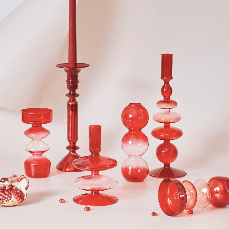 Red Glass Taper Candle Holder - huemabe - Creative Home Decor
