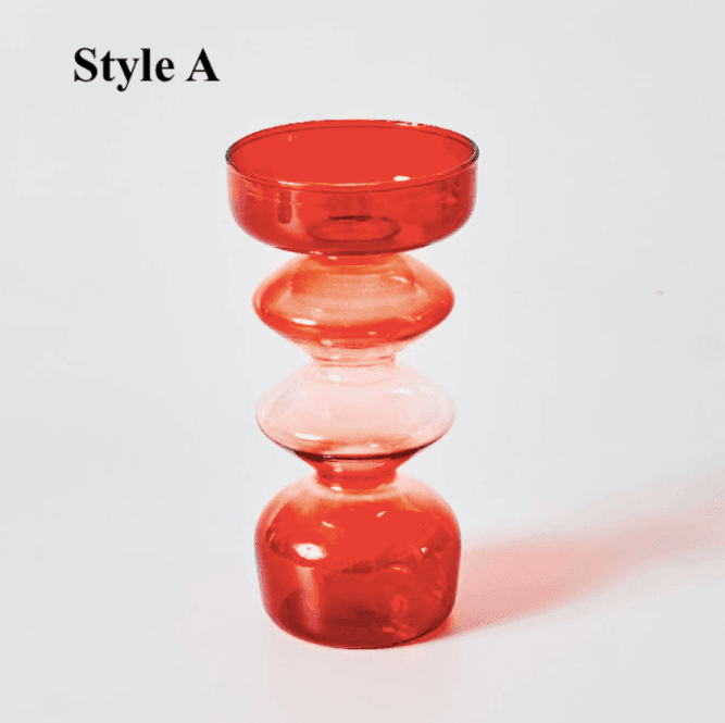 Red Glass Taper Candle Holder - huemabe - Creative Home Decor