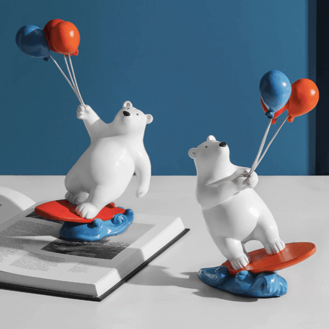 Resin Balloon Surf Bear Statue - huemabe - Creative Home Decor