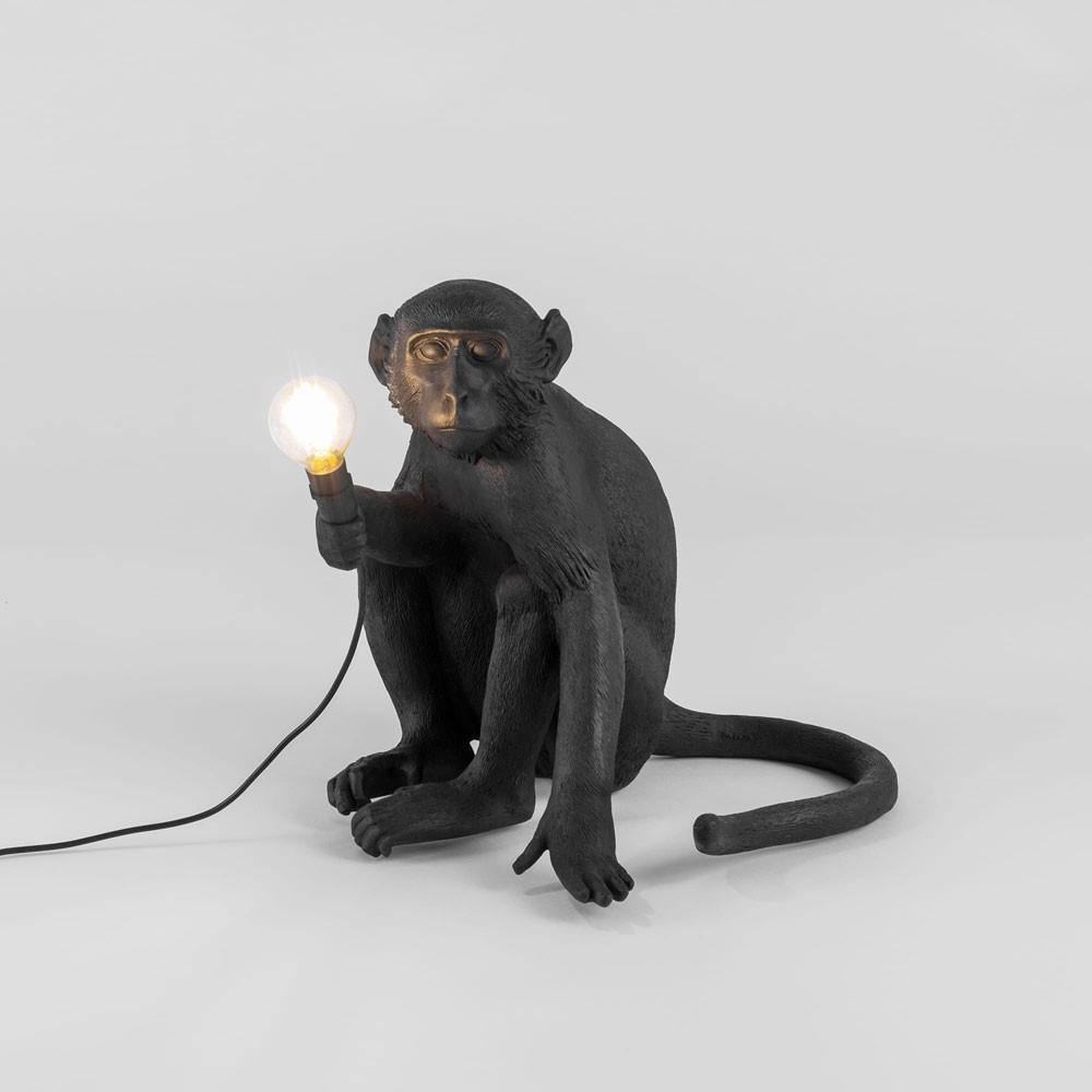 Resin Sitting Black Monkey Lamp - huemabe - Creative Home Decor