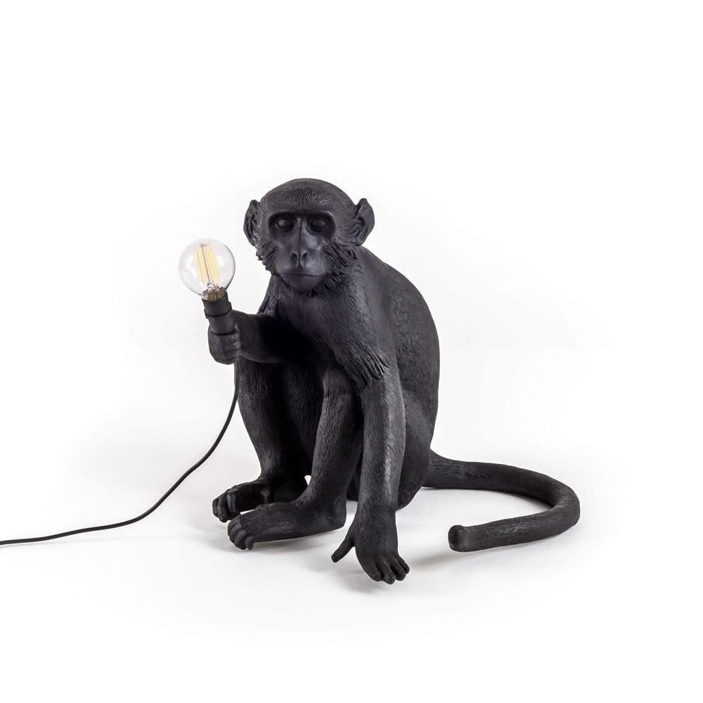 Resin Sitting Black Monkey Lamp - huemabe - Creative Home Decor