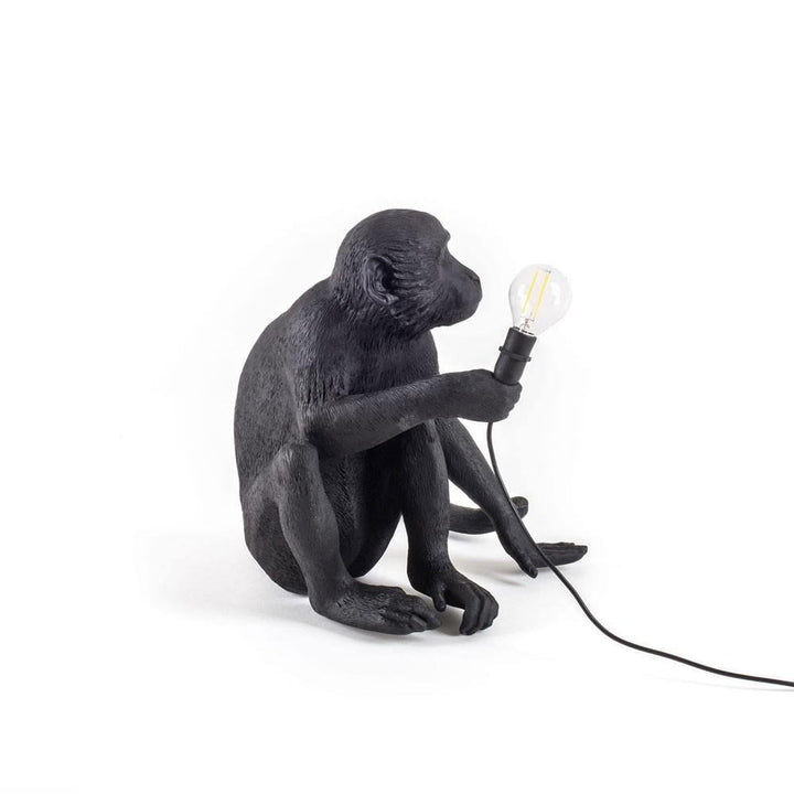 Resin Sitting Black Monkey Lamp - huemabe - Creative Home Decor