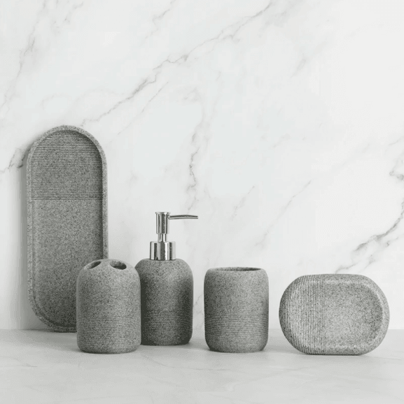 Resin Soap Dispenser Rock Bathroom Set - huemabe - Creative Home Decor