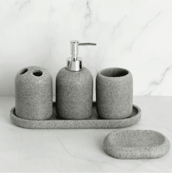 Resin Soap Dispenser Rock Bathroom Set - huemabe - Creative Home Decor