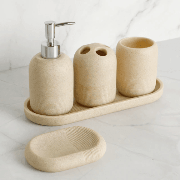 Resin Soap Dispenser Rock Bathroom Set - huemabe - Creative Home Decor