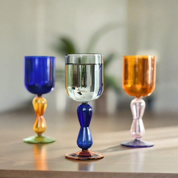 Retro Color Goblet Wine Glass | Borosilicate Glass Wine Cup - huemabe - Creative Home Decor