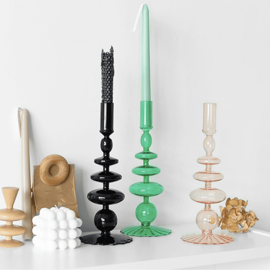 Retro Glass Classic Craft Candlesticks - huemabe - Creative Home Decor