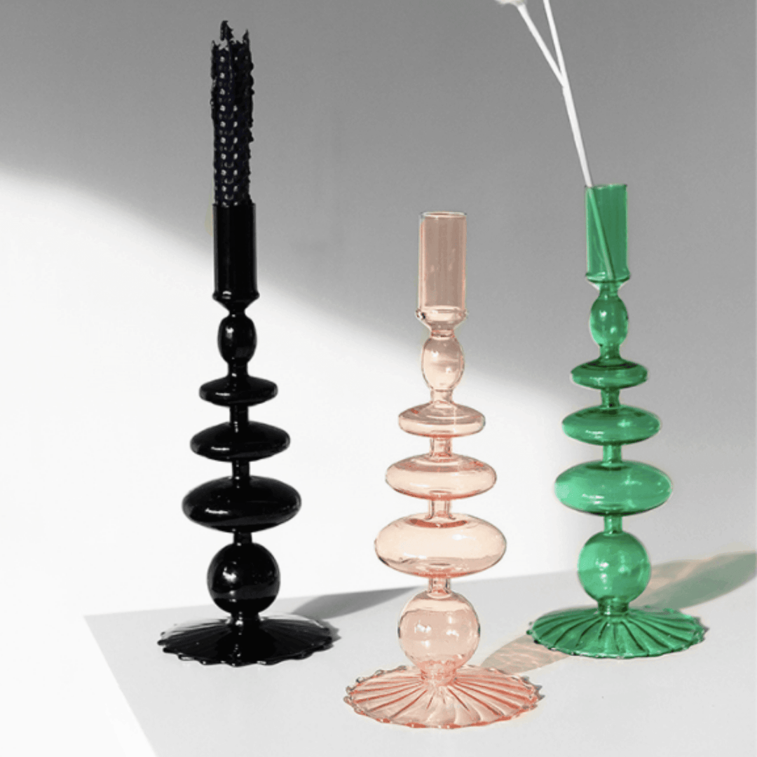 Retro Glass Classic Craft Candlesticks - huemabe - Creative Home Decor