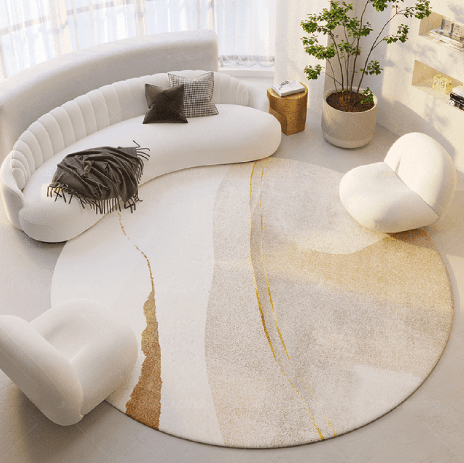 Round Art Design Living Room Carpet - huemabe - Creative Home Decor