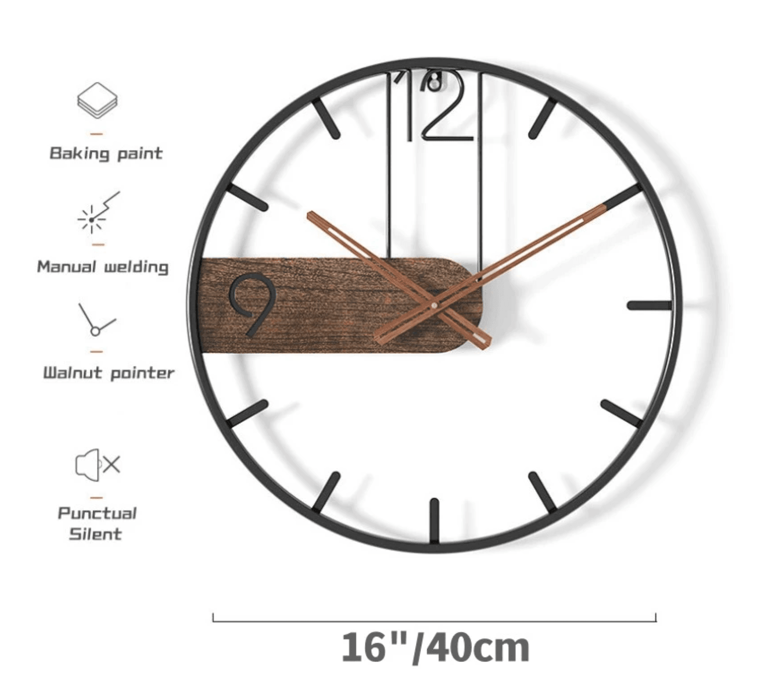 Round Large Iron Wall Clock - huemabe - Creative Home Decor