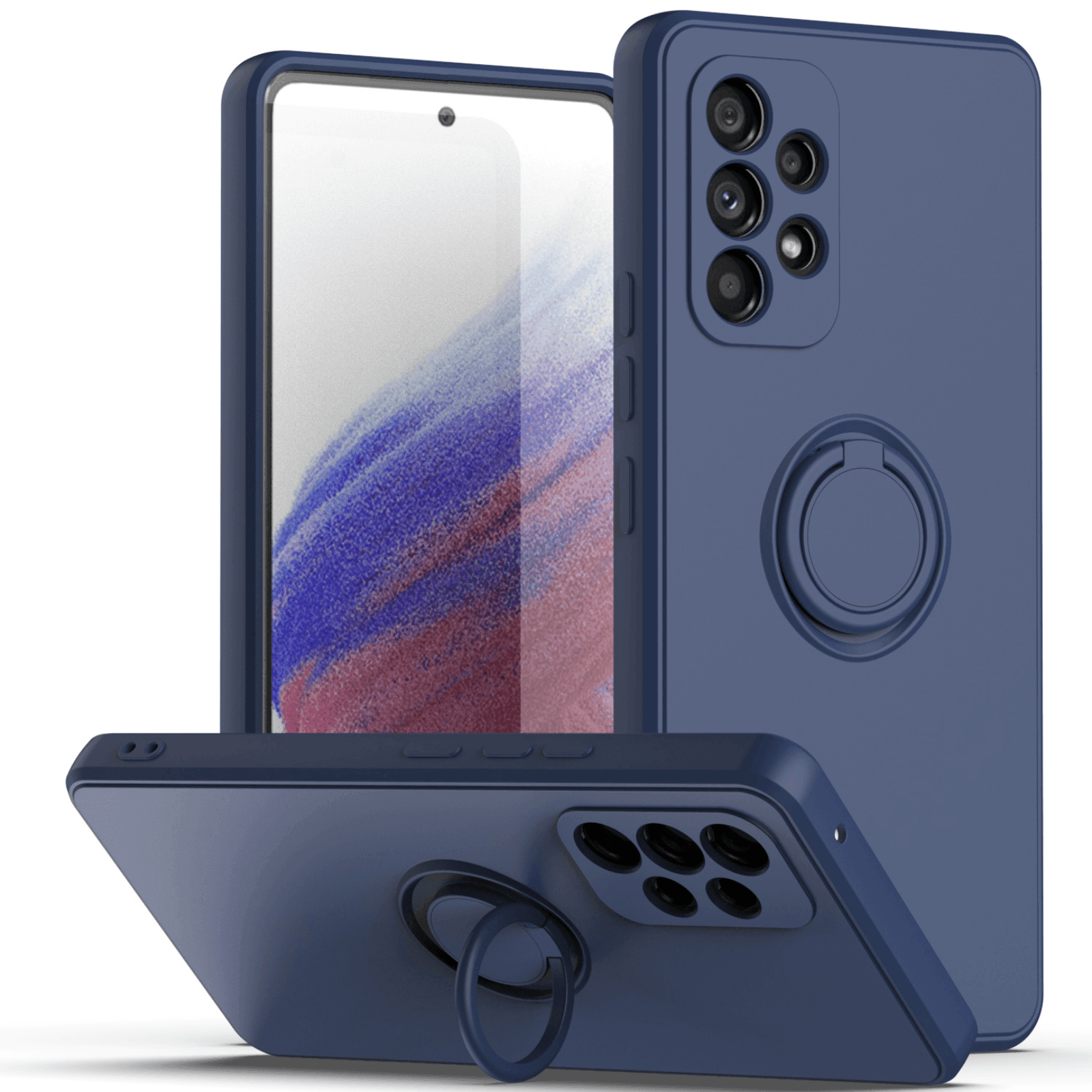 Samsung Ring Stand Silicone Phone Case - Blue - huemabe - Creative Home Decor