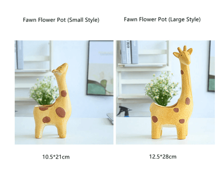 Set of 2 Ceramic Giraffe Succulent Flower Pot - huemabe - Creative Home Decor