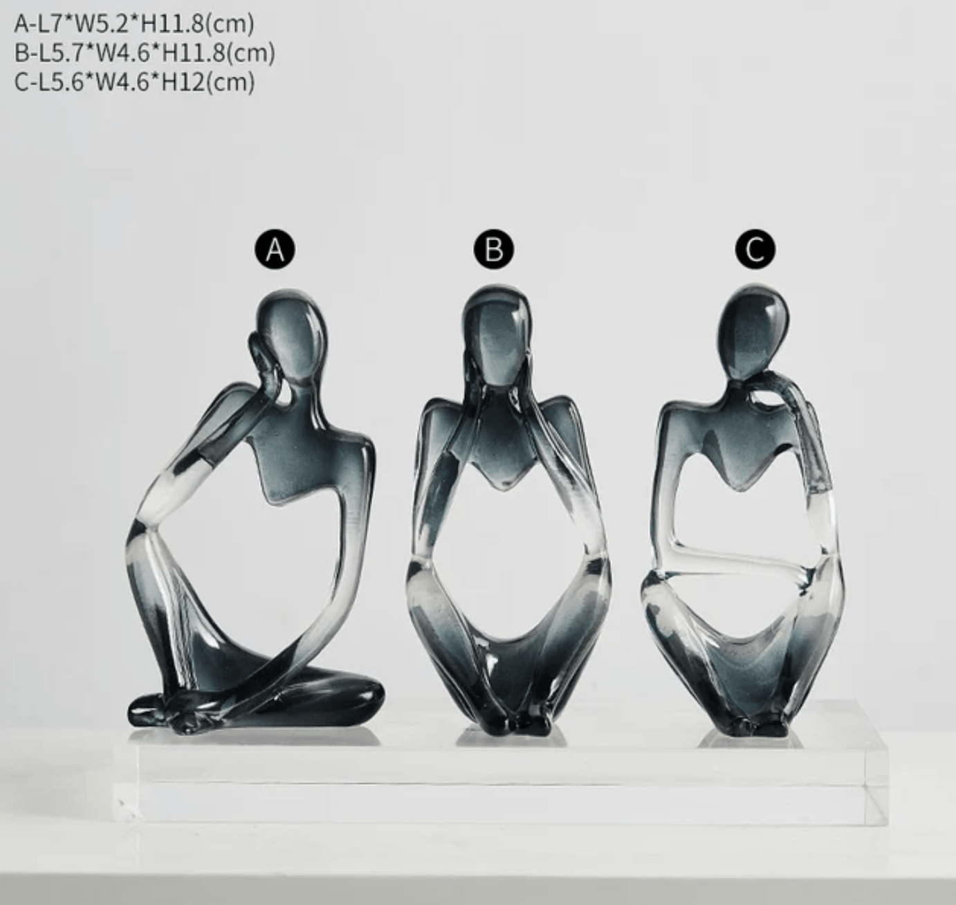 Set of 3 Gray Nordic Style Resin Abstract Figure Ornaments - huemabe - Creative Home Decor