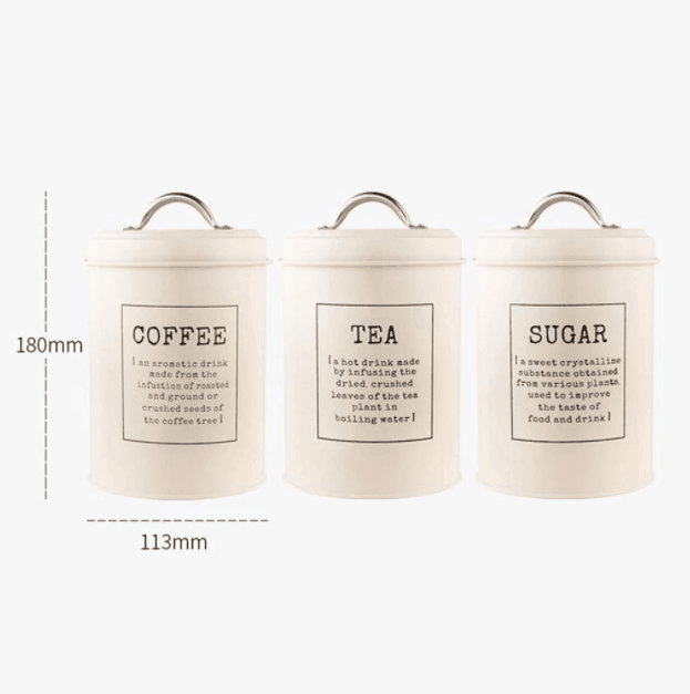 Set of 3 Metal Storage Jars - huemabe - Creative Home Decor