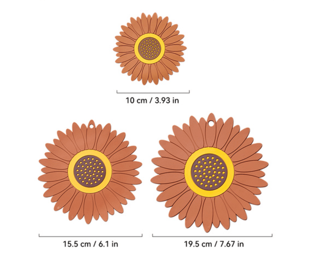 Set of 3 Sunflower Silicone Mat Pad Coaster - huemabe - Creative Home Decor