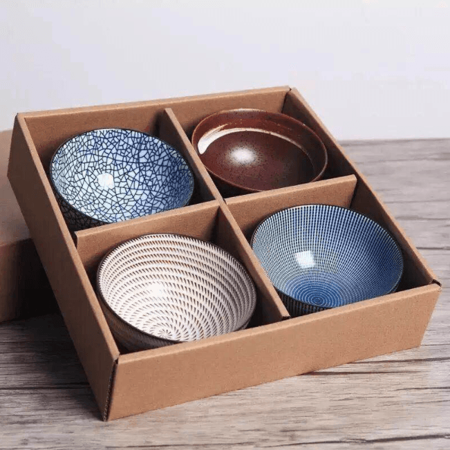 Set of 4 Japanese Ceramic Bowls - huemabe - Creative Home Decor
