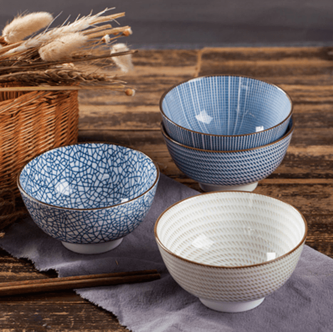 Set of 4 Japanese Ceramic Bowls - huemabe - Creative Home Decor