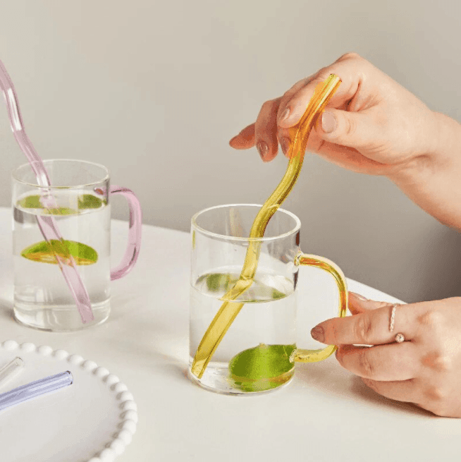 Set of 4 Wave Reusable Glass Straws - huemabe - Creative Home Decor