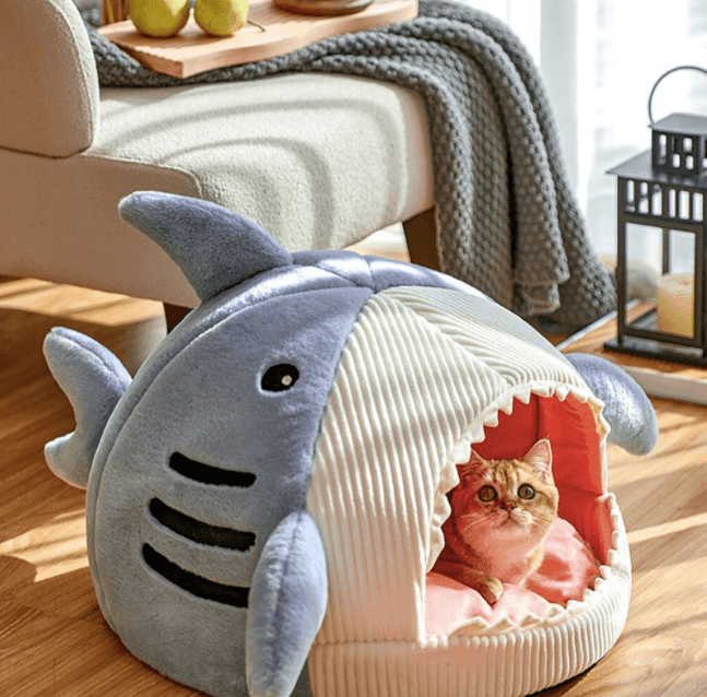 Shark Shape Warm Cat Bed - huemabe - Creative Home Decor