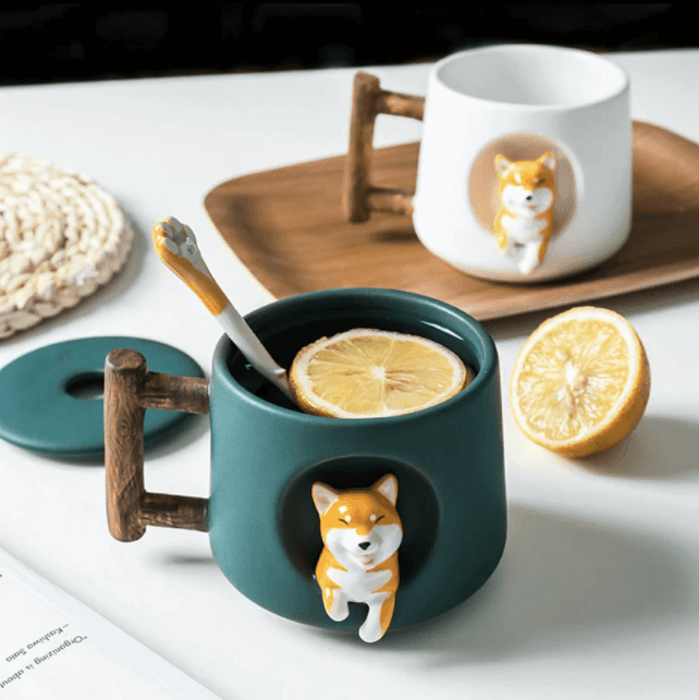 Shiba Inu Mug With Lid & Spoon - huemabe - Creative Home Decor