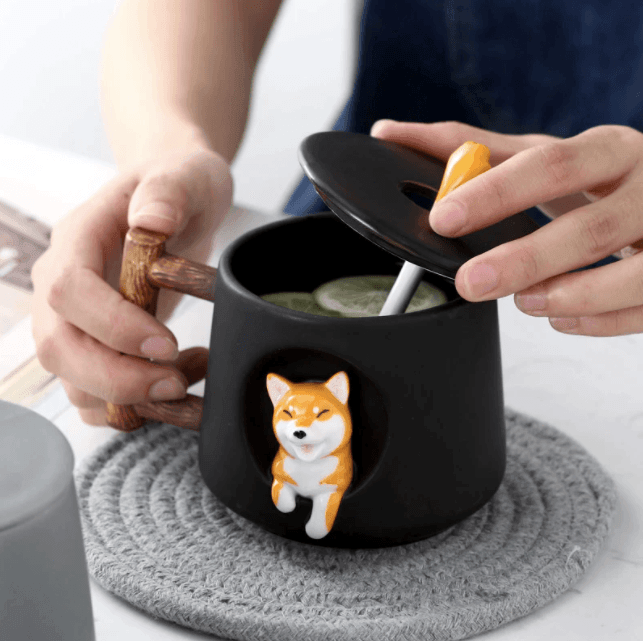 Shiba Inu Mug With Lid & Spoon - huemabe - Creative Home Decor