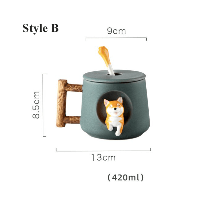 Shiba Inu Mug With Lid & Spoon - huemabe - Creative Home Decor