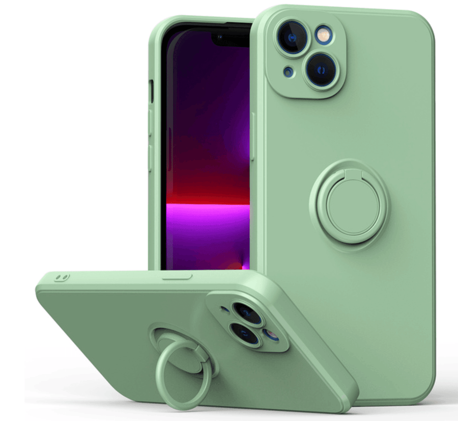Silicone iPhone Case With Stand Ring Holder - Light Green - huemabe - Creative Home Decor