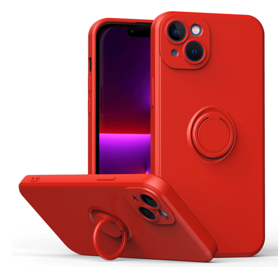 Silicone iPhone Case With Stand Ring Holder - Red - huemabe - Creative Home Decor