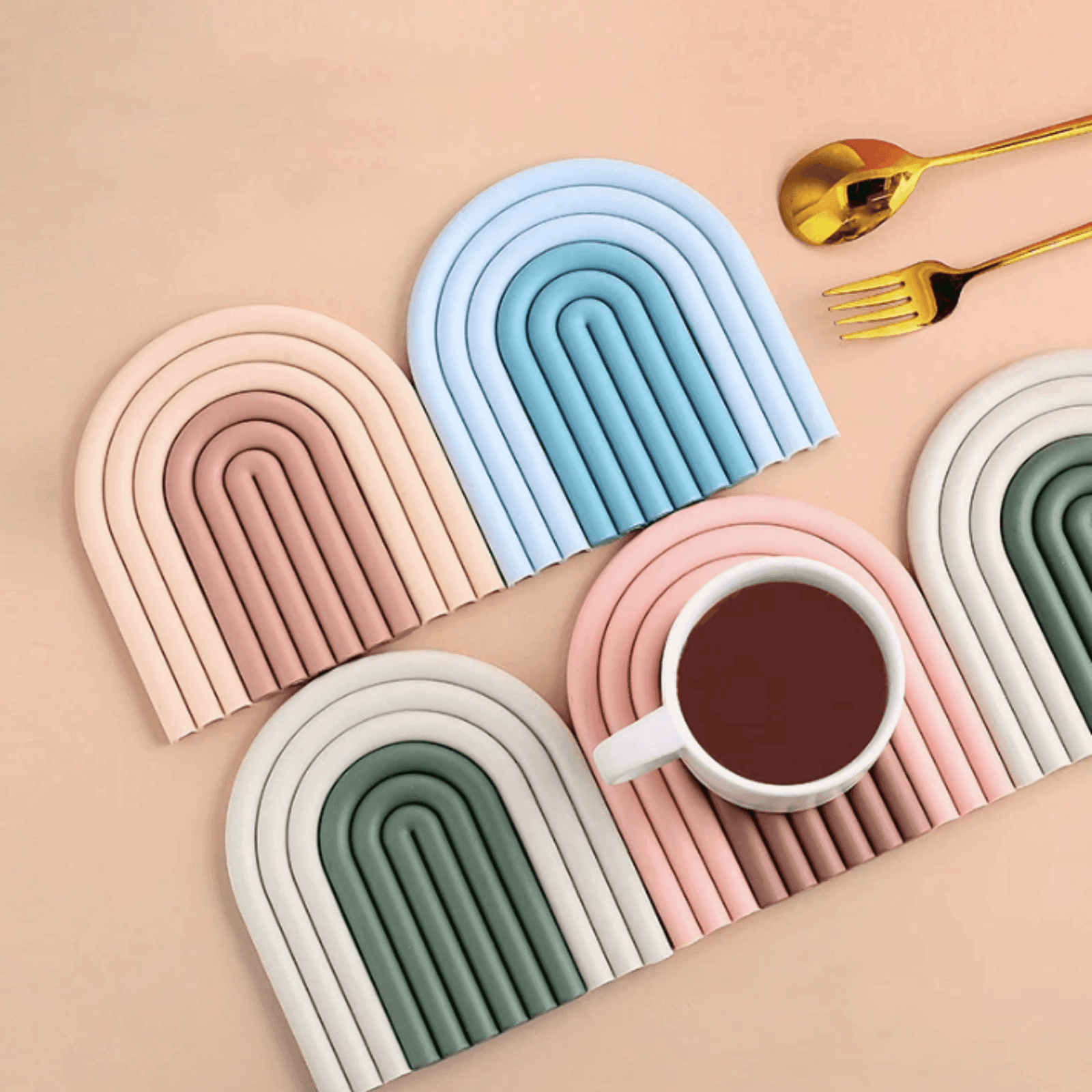 Silicone Removable Rainbow Coasters (2pcs set) - huemabe - Creative Home Decor