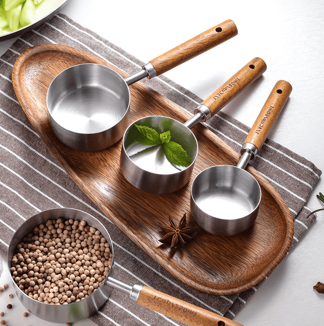 Silver Stainless Steel Measuring Cups Set - huemabe - Creative Home Decor