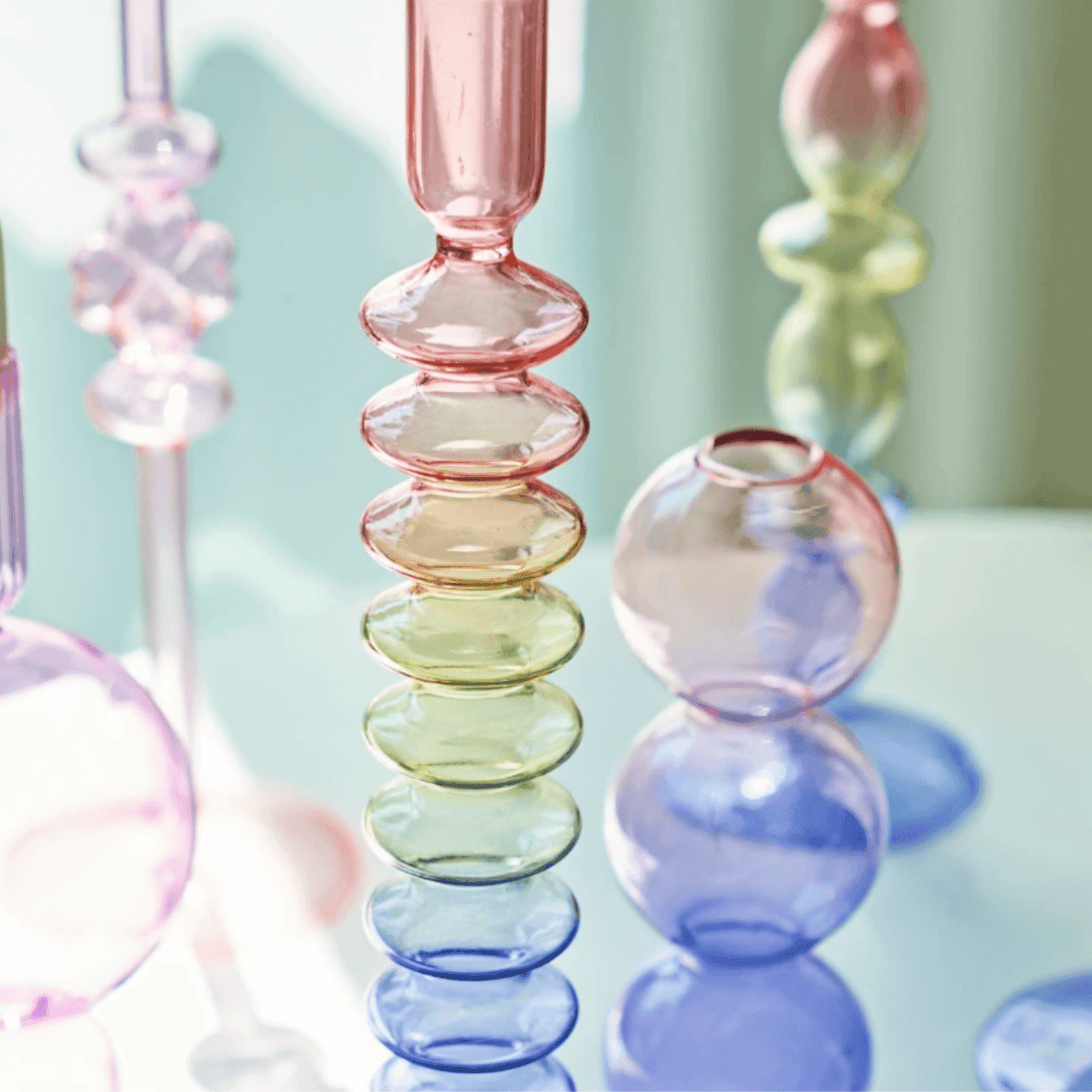 Three Colors Glass Candlestick Holder - huemabe - Creative Home Decor