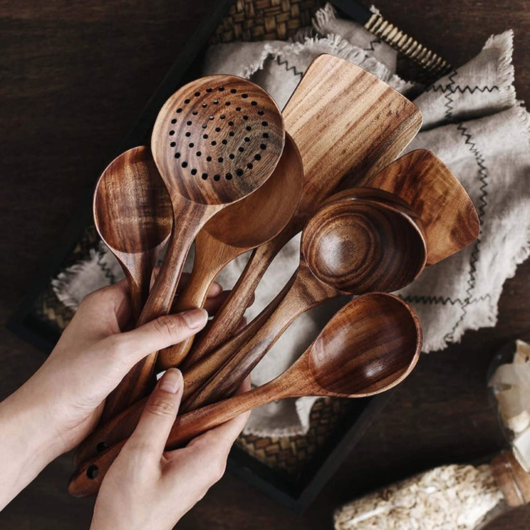 Traditional 7 Pieces Wooden Utensil Set – huemabe - Creative Home