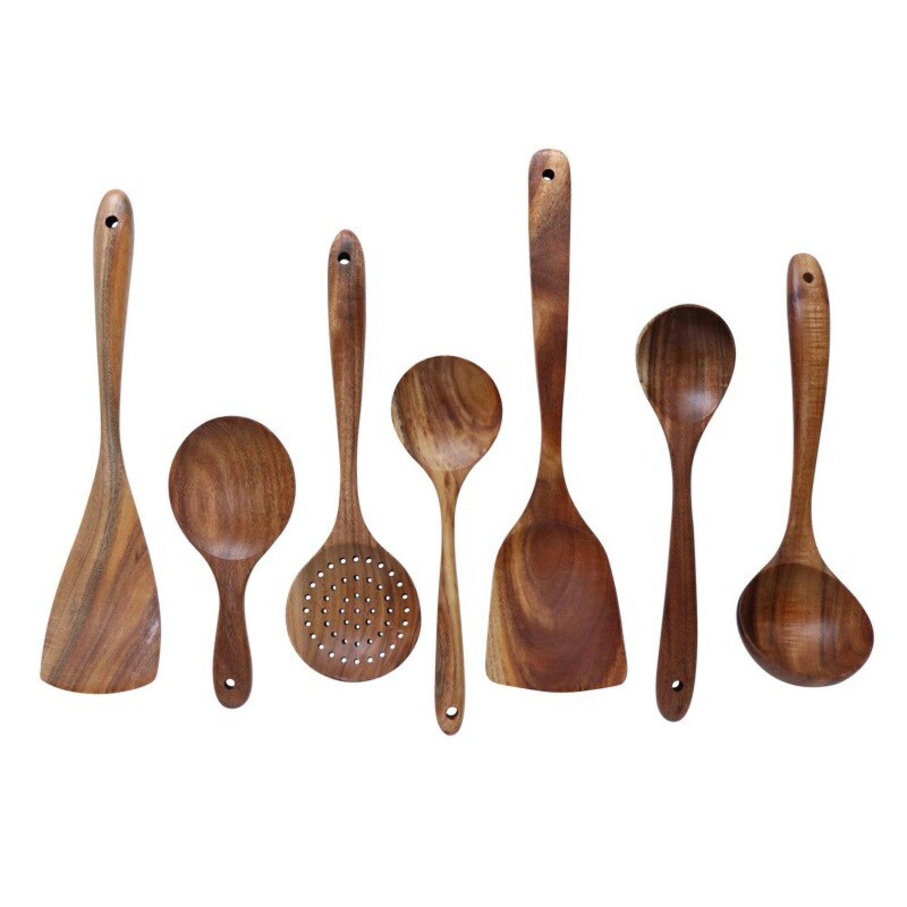 Wooden Spoons for Cooking, 10 Pcs Teak Wood Cooking Utensil Set