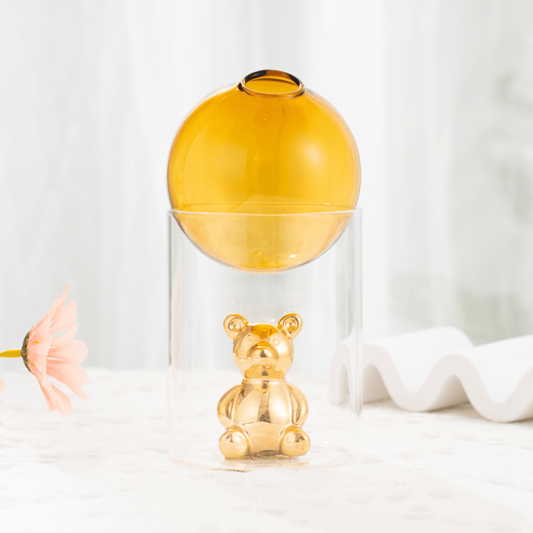 Transparent Glass Bear Hydroponic Vase - huemabe - Creative Home Decor