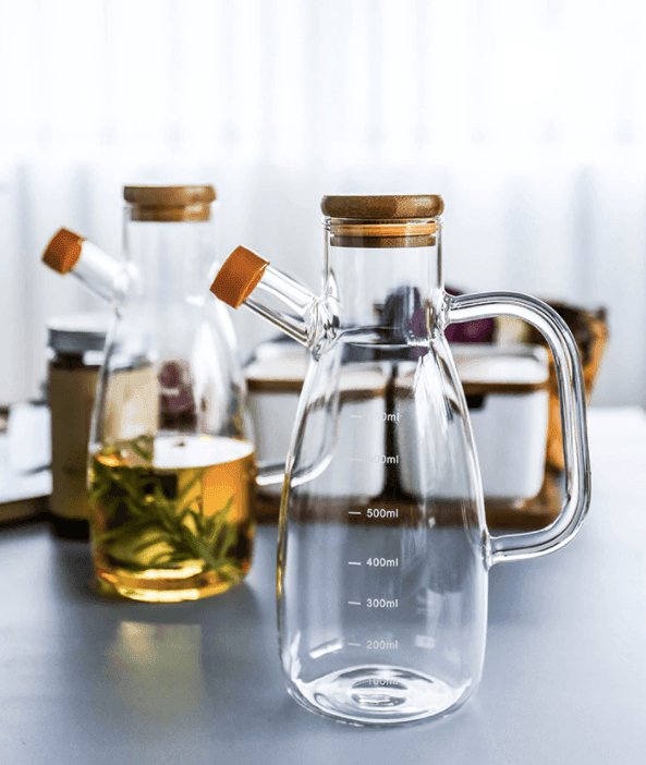 Transparent Glass Oil Bottle with Handle - huemabe - Creative Home Decor